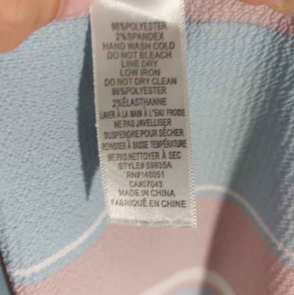 MONTEAU Blue&Pink Pastel Collard TShirt Midi Dress Wood  Buttons - Picture 8 of 8